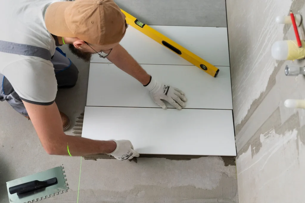 tiler working